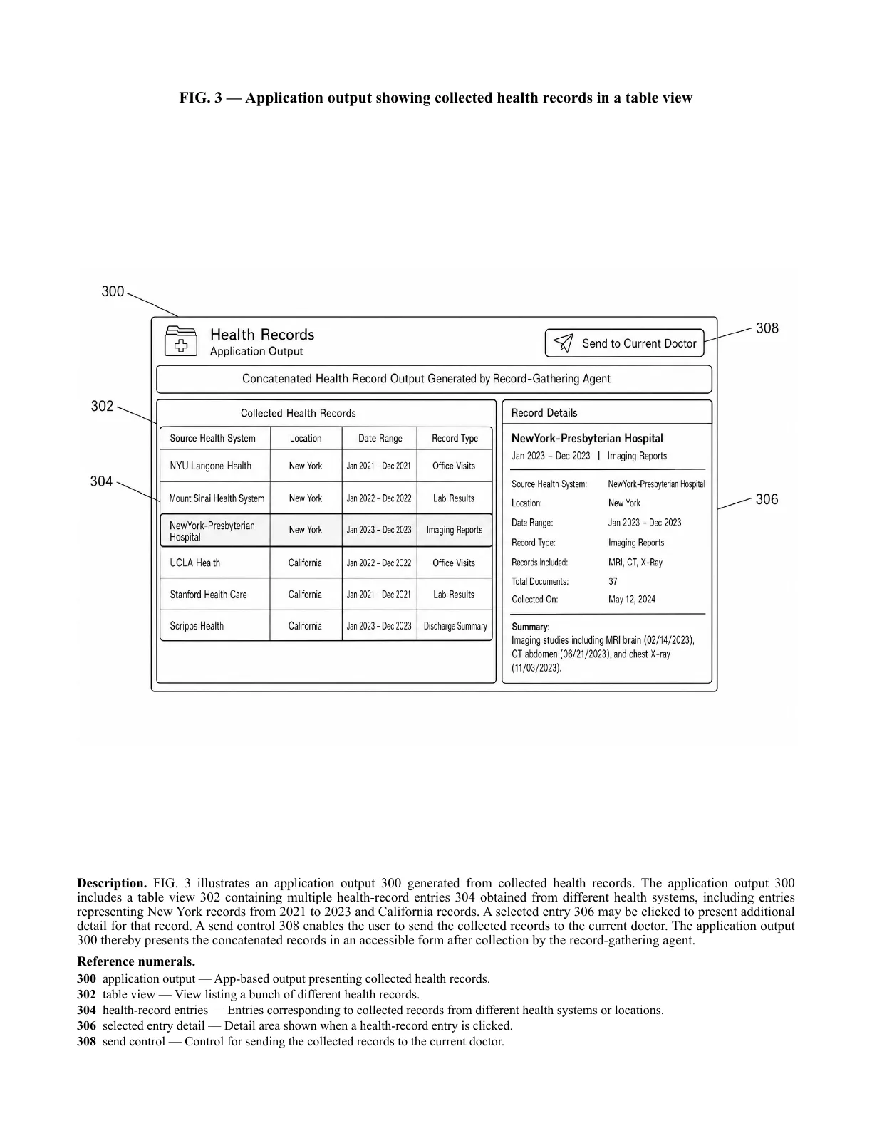 Page 7 of the Health Record Curation invention disclosure, FIG. 3